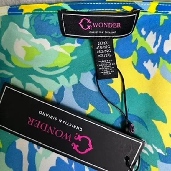 NWT Christian Siriano Kimono Womens 2X/3X Tropical Coastal Grandma Resortwear - Picture 3 of 4